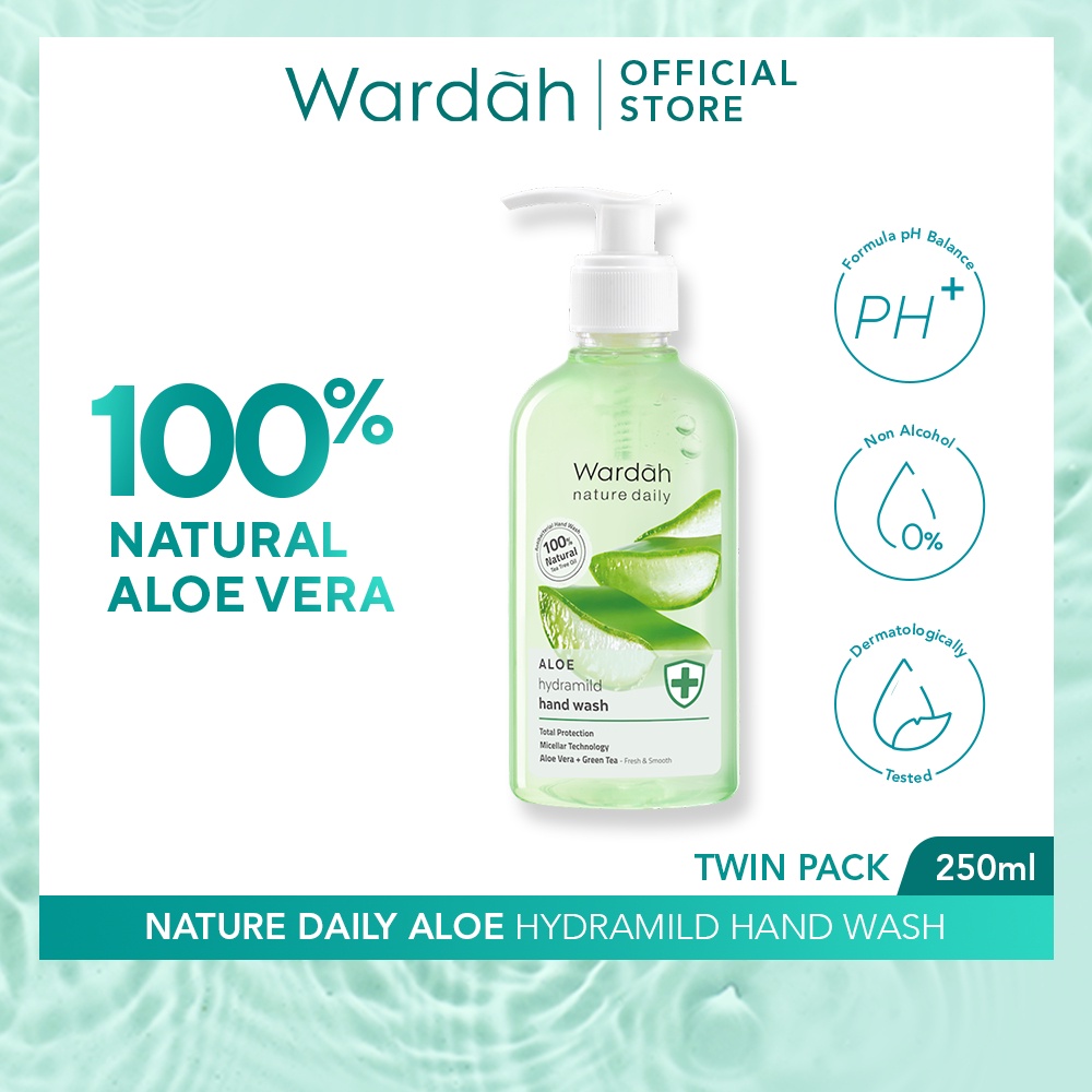 Wardah Nature Daily Aloe Hydramild Hand Wash - Sabun cuci tangan dengan  Natural Aloe Vera dan Tea T