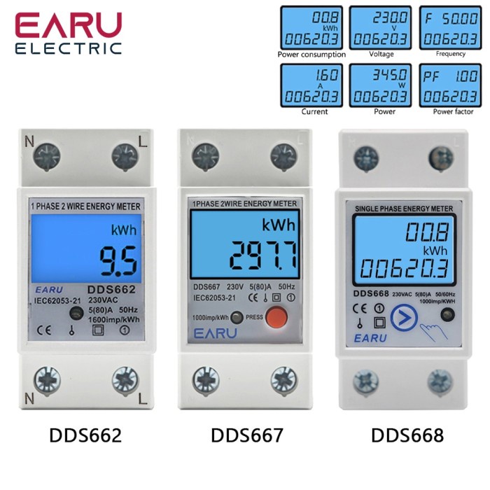 stooo KWH Meter Digital 1 Phase Pengukur Pemakaian Listrik