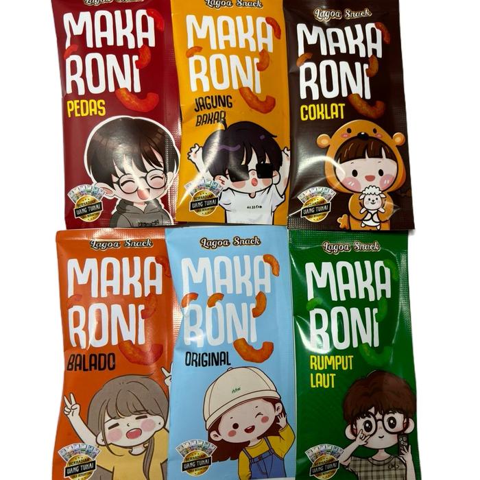 

[LAGOA SNACK] 50 PCS MAKARONI 6 RASA GURIH RENYAH ECER 1000 BISA CUSTOM RASA Camilan Coklat Cemilan