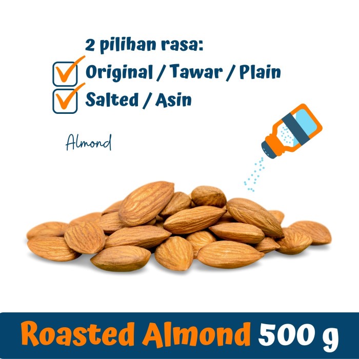 

Kacang Almond Panggang Original (Roasted Natural Almond) 500Gram Murah