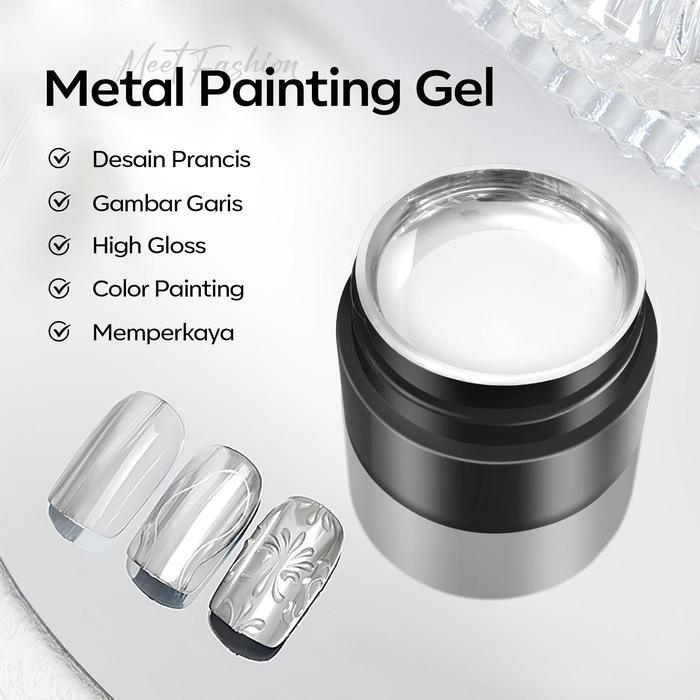 ..... Mefa Metallic Painting Gel Silver Painted Gel Nail Polish 3D Metal Painting Gel Drawing Mirror