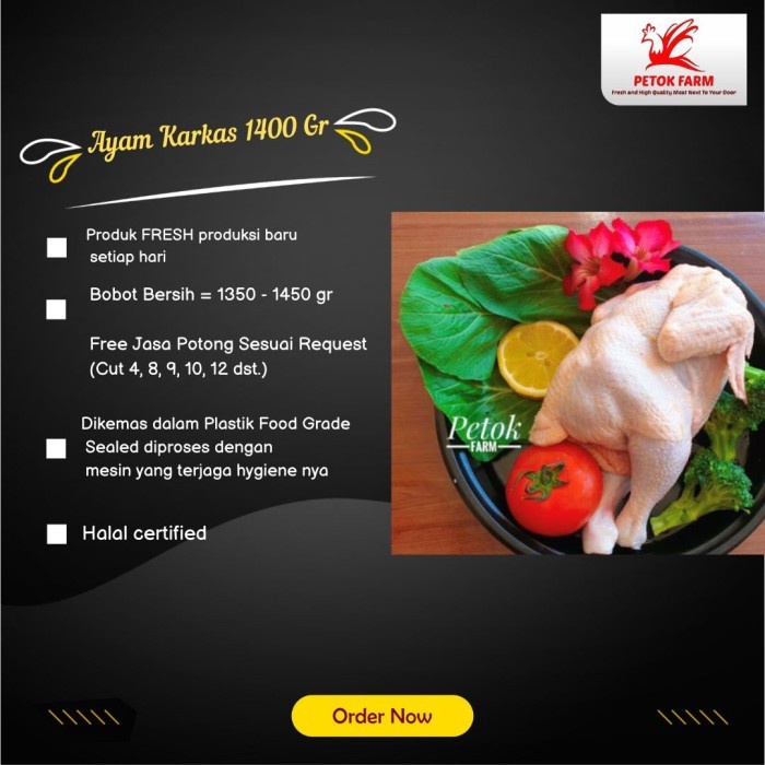 

(BestSeller) Ayam Karkas / Ayam Potong / Ayam Broiler Ukuran 1.400 gr