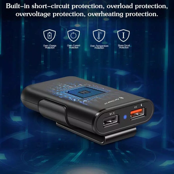 (BestSeller) Car Charger Mobil 4 Port Quick Charge / Fast Charging Qualcomm 3.0