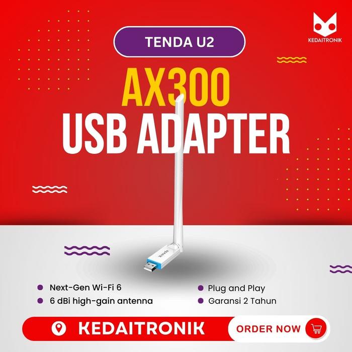 Tenda U2 Ax300 Wifi 6 High Gain Wireless Usb Adapter Tenda Penerima Wifi Antena Laptop Adaptor