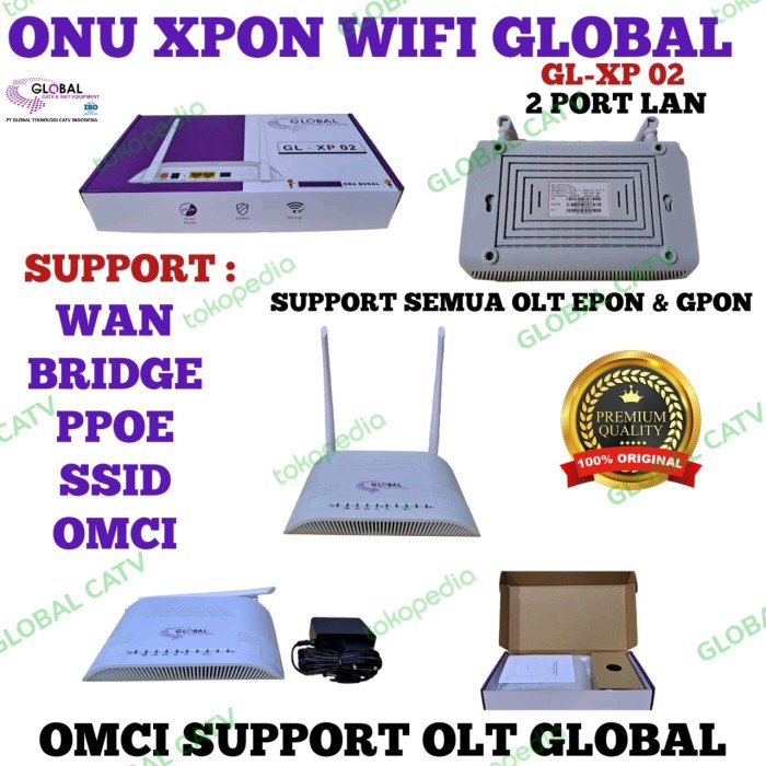 Onu Xpon Global Gl -Xp02 Wifi 2 Lan Support Omci Olt Global