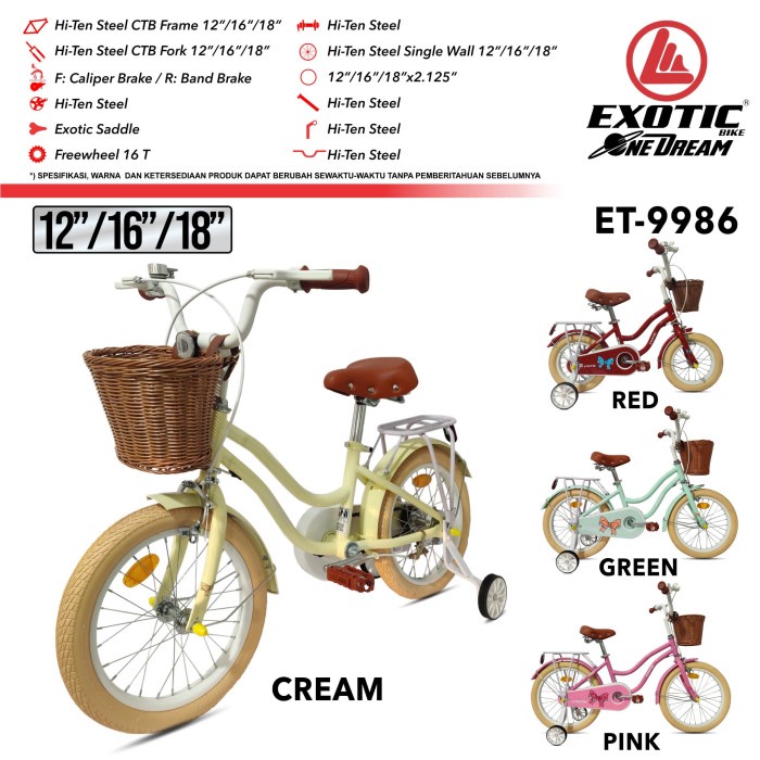 Mini 12 16 18 exotic 9986 by pacific sepeda anak perempuan sepeda keranjang city bike Kode 1402