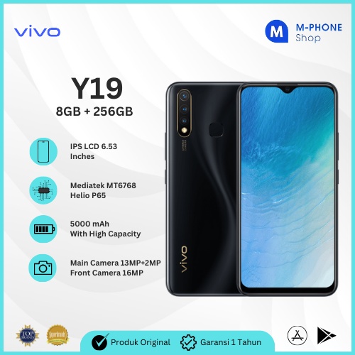 Vivo Y19 RAM 8GB+256GB HP Cuci Gudang Smartphone 6.53 inch Baterai 5000mAh Handphone Android