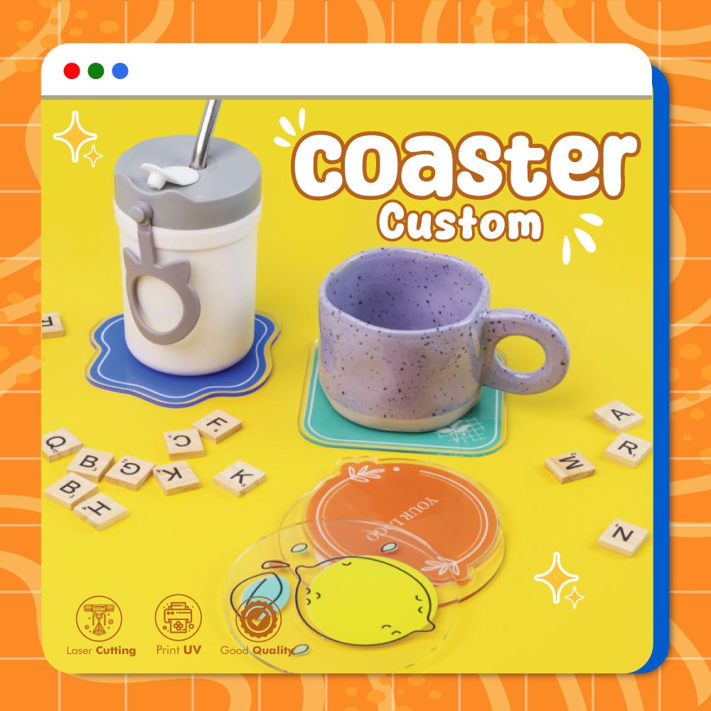 accDKI- Tatakan Gelas Custom Motif Coaster Custom Tatakan Gelas Akrilik Custom Tatakan Gelas Acrylic