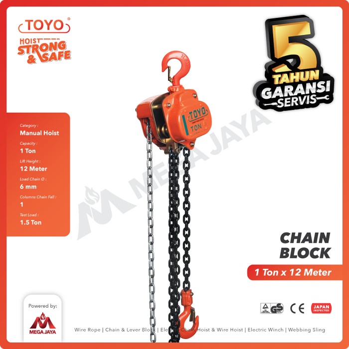 Chain Block / Takel 1 Ton x 12 Meter TOYO