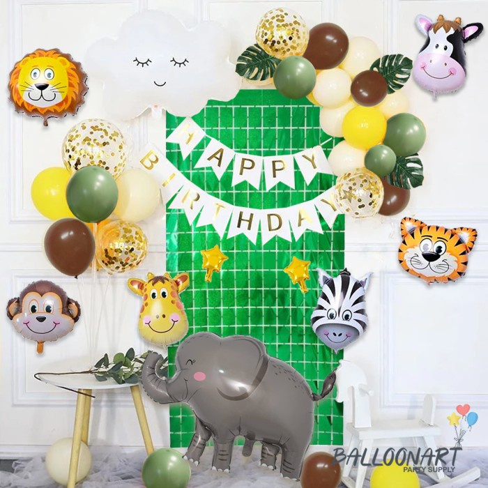 Jungle Savanna Animal Decoration Set/Dekorasi Ulang Tahun Anak/Balon Foil Binatang/Hewan Hutan