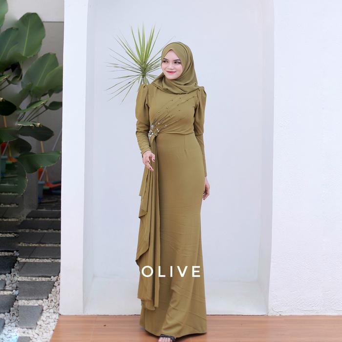 New Kayra Dress Duyung Kondangan Bridesmaid Crincle Airflow Selendang Simple Muslim Gamis Mewah