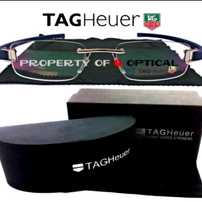 *TOP* KACAMATA FRAME PRIA TITANIUM RIMLESS TAG HEUER TH5069_C2 SILVER BLUE