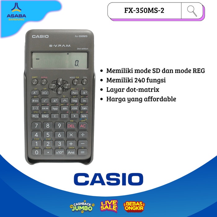 

Jual [READY] CASIO FX-350MS 2nd Ed - Kalkulator Sekolah/Kuliah - Scientific Saintif