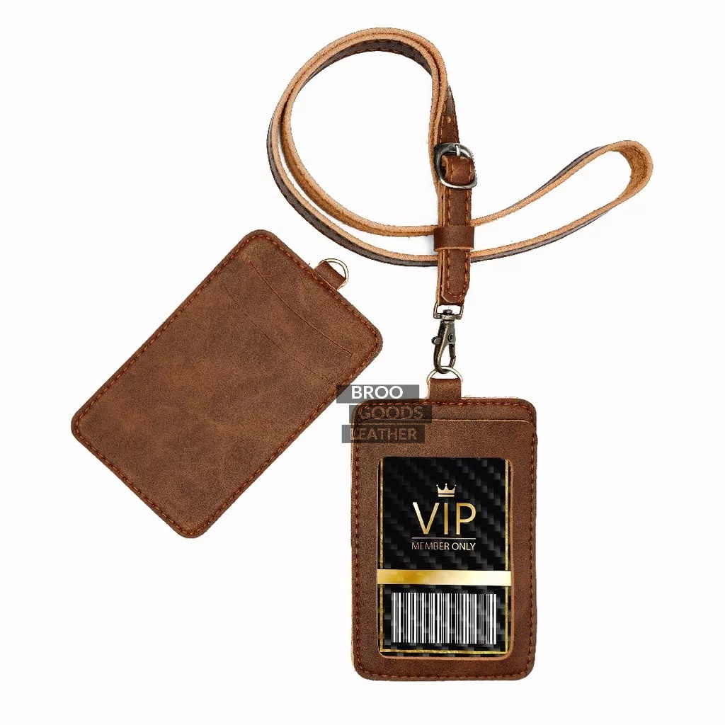 

Name Tag ID Card Dipung Holder Kulit Lanyard Termurah Berkualitas PU Leather Lanyard NameTag ID Card