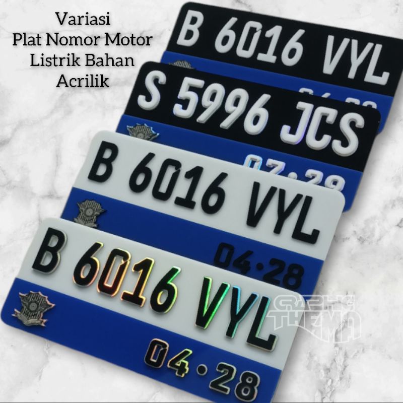 Variasi Plat Nomor Motor Listrik / Plat Nomor Sepeda Listrik Bahan Acrilik