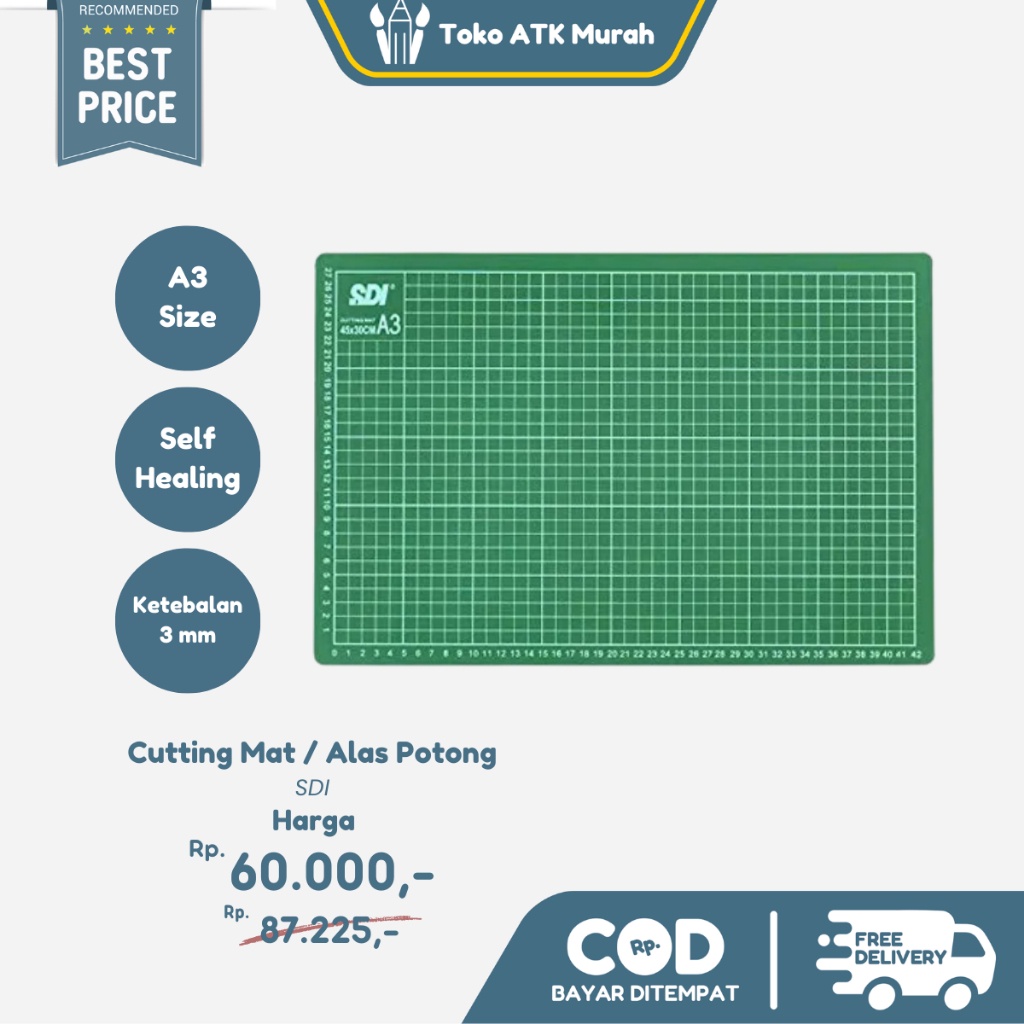 

Cutting Mat SDI A3 Anti Slip Self-Healing 45x30cm