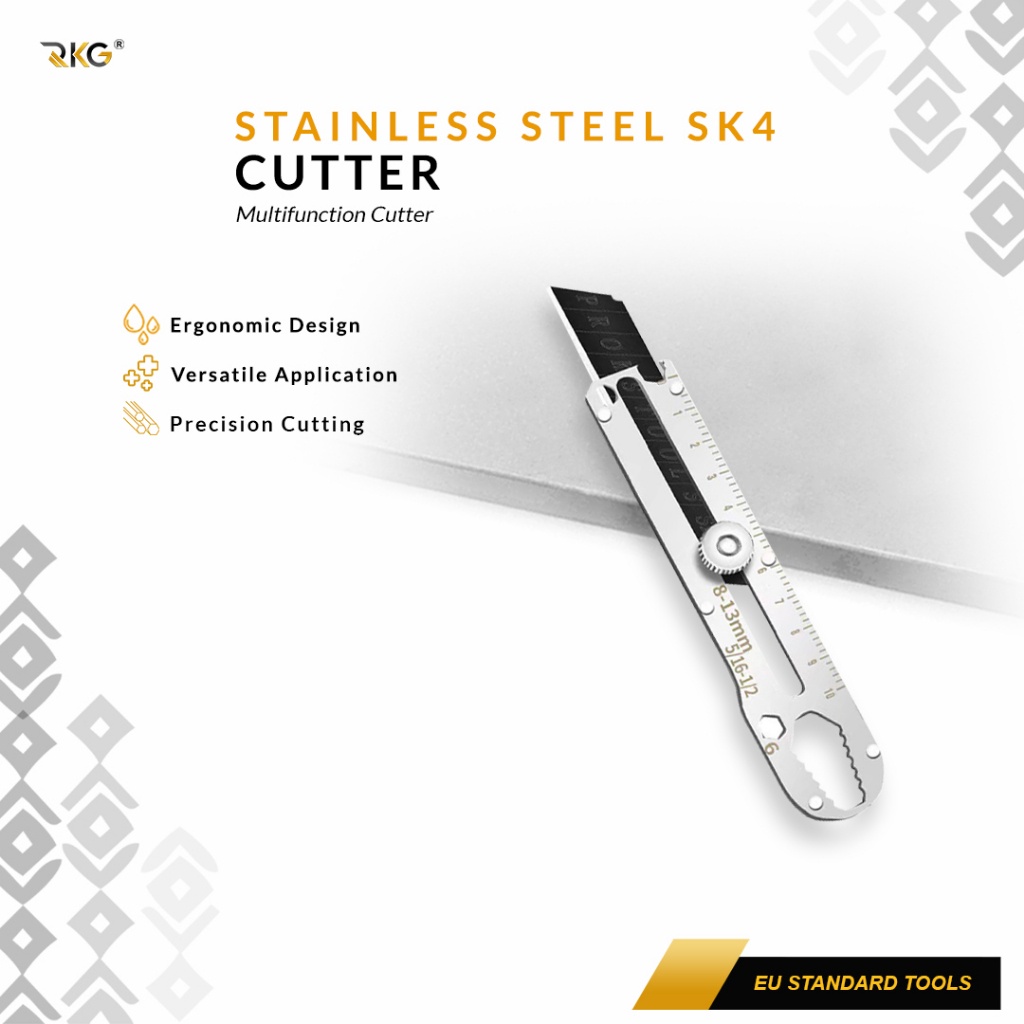 

RKG Pisau Cutter SK4 Serbaguna Baja Tahan Karat + 10 Isi Cutter Industrial Grade Stainless