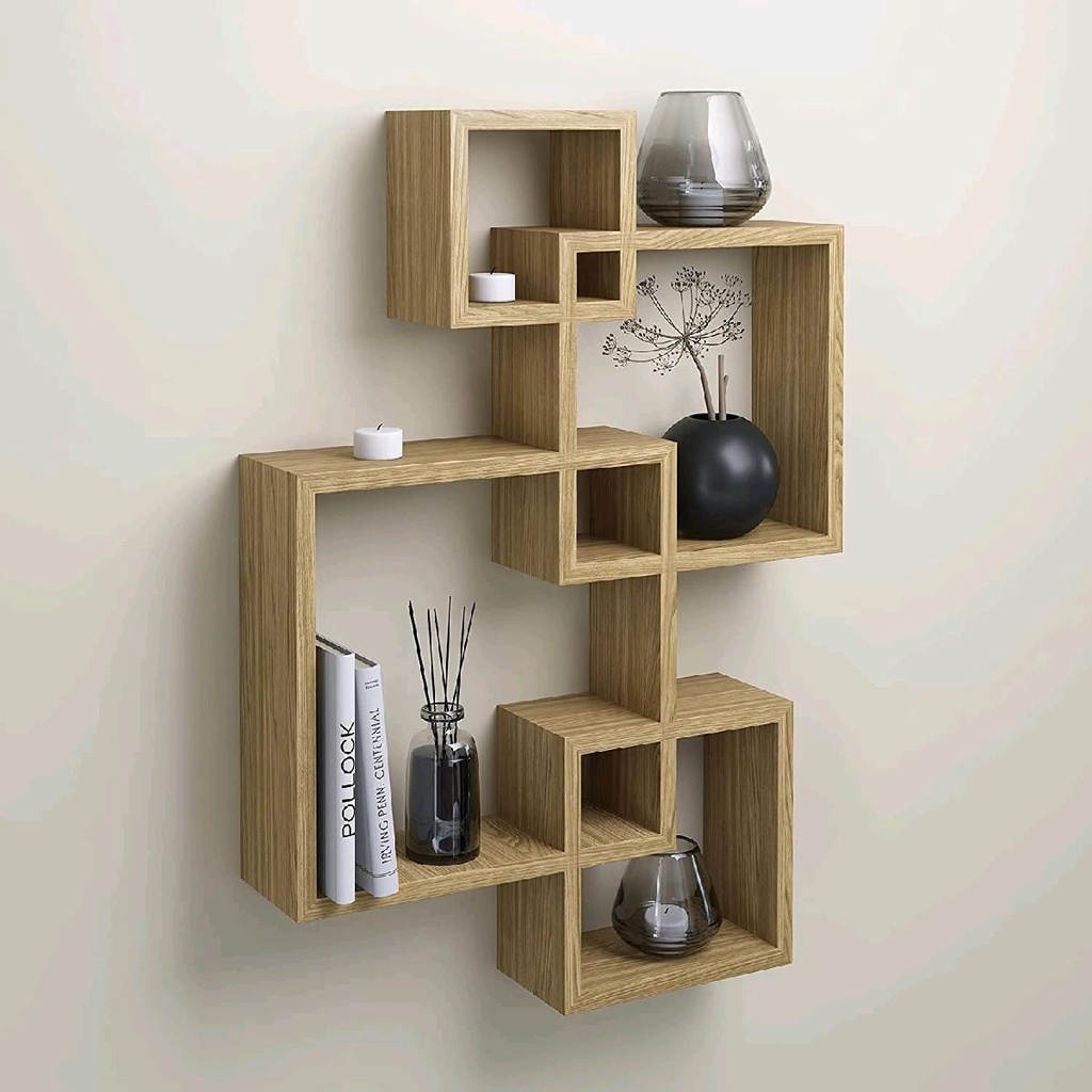 RAK DINDING AESTHETIC MINIMALIS, HIASAN DINDING KAYU RAK DINDING KOTAK GANDENG, RAK DINDING KAYU