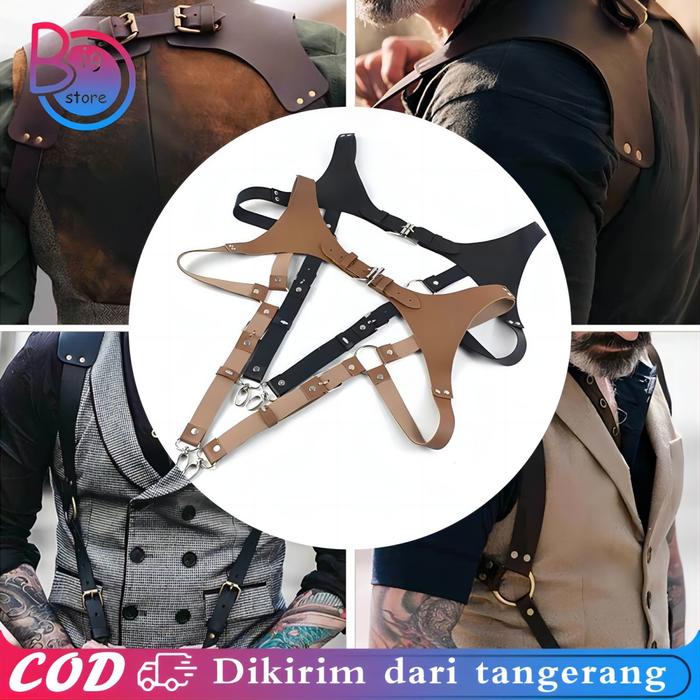 *TOP* PU LEATHER SUSPENDER SUSPENDER KULIT PU SUSPENDER PRIA KULIT SUSPENDER BACKPACK SUSPENDER