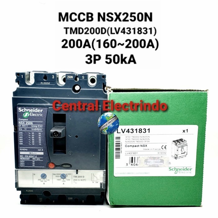 MCCB NSX250N 3P 200A Schneider.