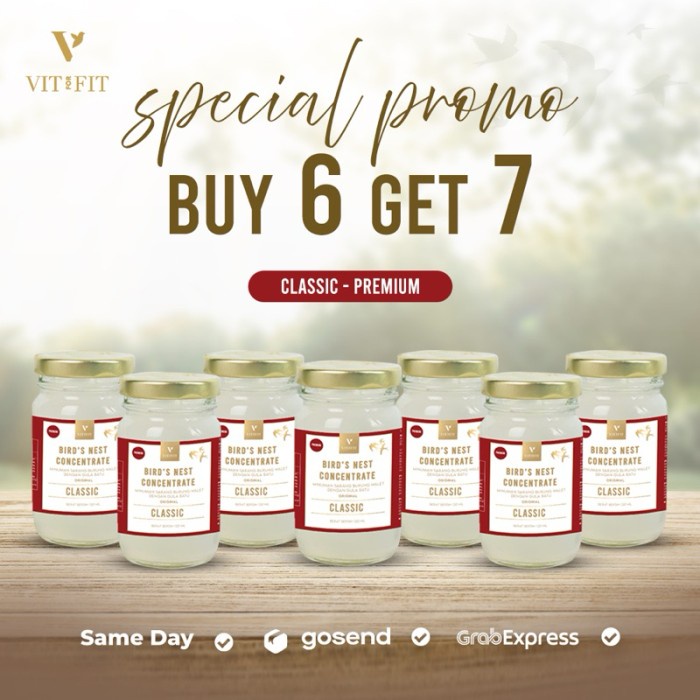 

VITFORFIT - (PROMO BUY 6 GET 7) CLASSIC PREMIUM - Minuman Sarang Burung Walet (Birds Nest / Yanwo)