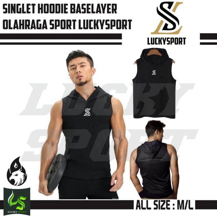 Manset Hoodie Lekbong Singlet Baselayer Olahraga Hoodie Kupluk Outdoor Sport