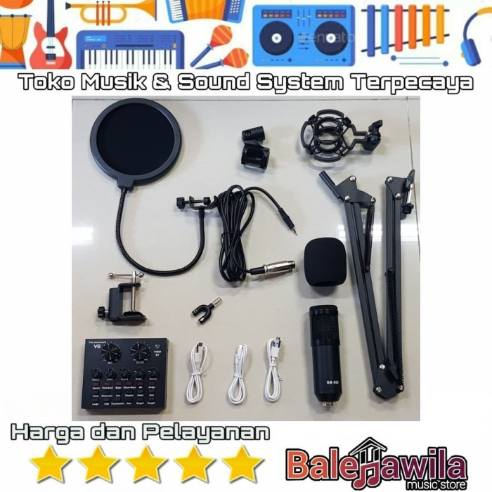 Paket Komplit Mic Bm800 Plus Soundcard V8 Paket Recording