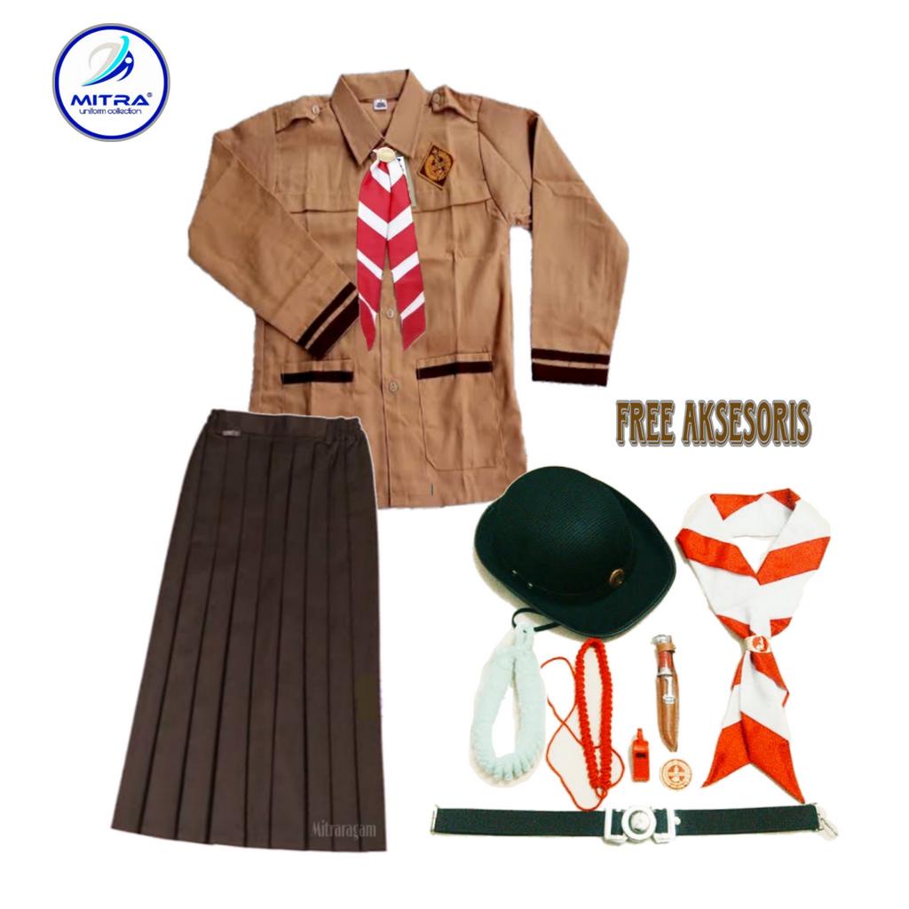 PROMO / Seragam Pramuka Siaga SD Setelan Anak Perempuan Panjang Kelas 1-6 SD Free Atribut Pramuka