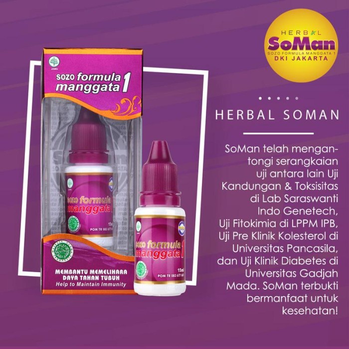 Ready Stock Termurah - Jamu Tetes Soman 1 Sozo Formula Manggata Obat Diabetes