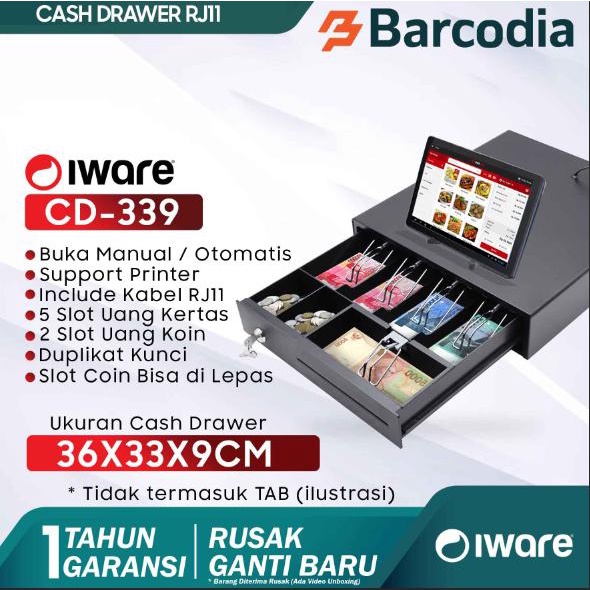 Cash Drawer Iware Cd-339 Laci Uang Kasir 5 Slot Uang Kertas Murah Laci Kasir Metal