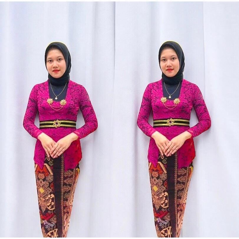 HOT PRODUCT Kebaya Kutubaru Brokat Halus Strait Melar Lengan Panjang Kebaya Bali Stretch Polos