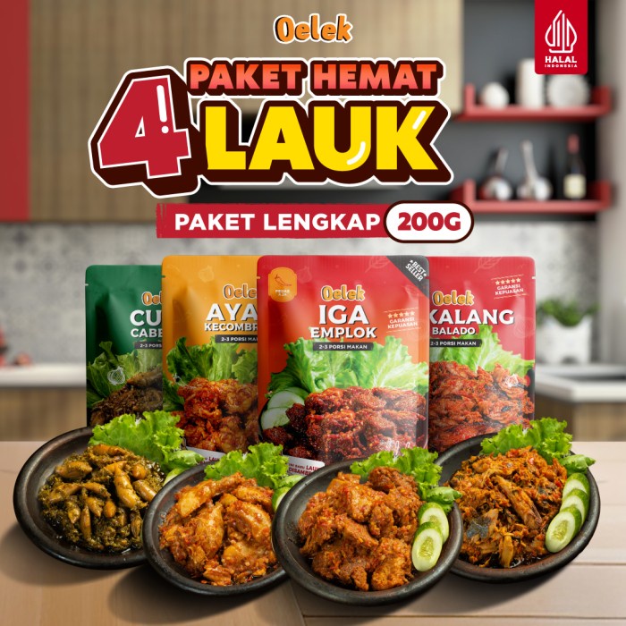 

Oelek Paket 4 Laoek / Iga Emplok / Cakalang Balado / Cumi Cabe Ijo
