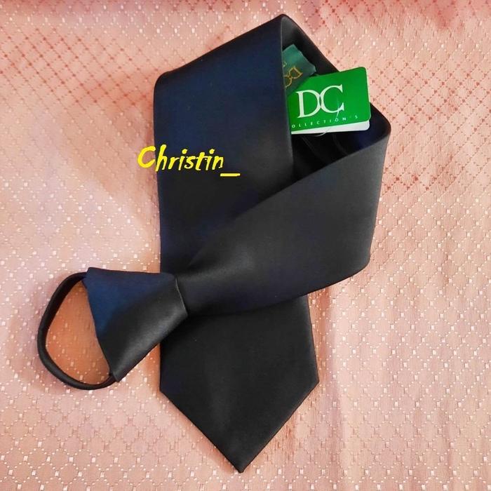 PREMIUM Dasi Hitam Dasi Pria Dasi Kantor Formal Dasi Instan Import Tebal Decarlo