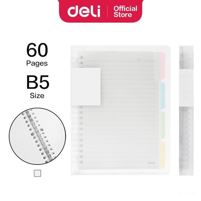 Promo Buku Binder Deli Lose Leaf Vivid A5/B5 60 Halaman Warna Pastel Qha560 Qhb560 Dengan Kertas
