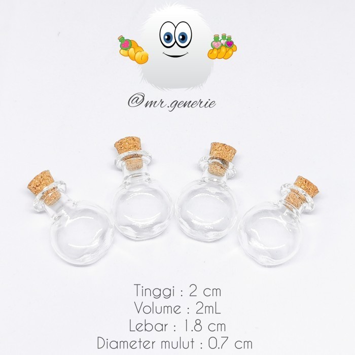 

(BestSeller) Botol kaca tutup gabus kayu / vial parfum mini bulat / bottle charm