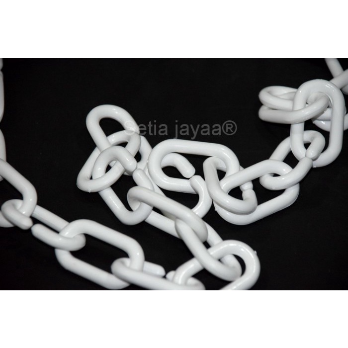 

(BestSeller) rantai plastik 6mm PUTIH / rantai baju / distro / toko / fashion