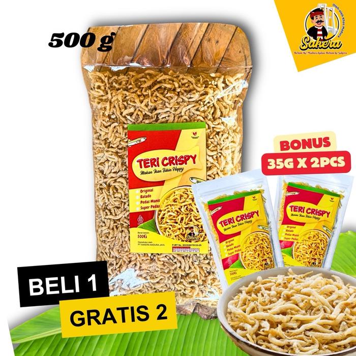 

(Sakera) [BELI 1 GRATIS 2] 500g+Bonus 70g TERI CRISPY BIKIN HAPPY
