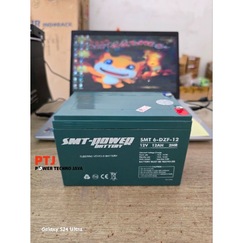 Battery Aki Sepeda Listrik SMT Power 12V 12AH 6-DZF-12 2HR Baterai Motor Listrik SMTPower12V12AH