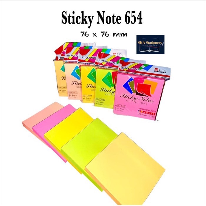 

(BestSeller) Post it/Kertas Memo/Memo Tempel/Sticky Note Rainbow 76x76 mm 654 (Pcs)