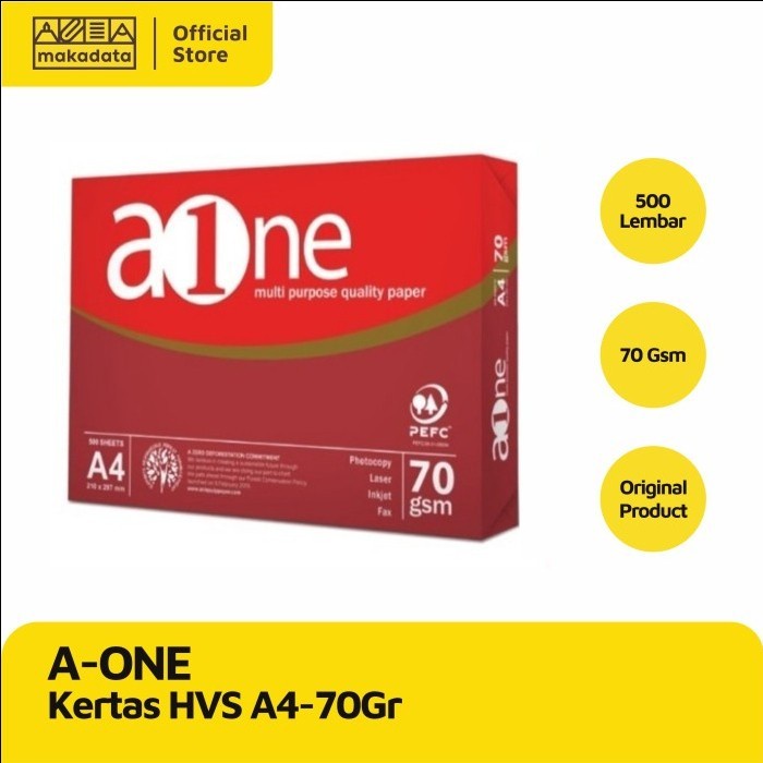 

(BestSeller) KERTAS HVS PRINT FOTOCOPY A-ONE A4 70 GRAM (1 RIM) MURAH