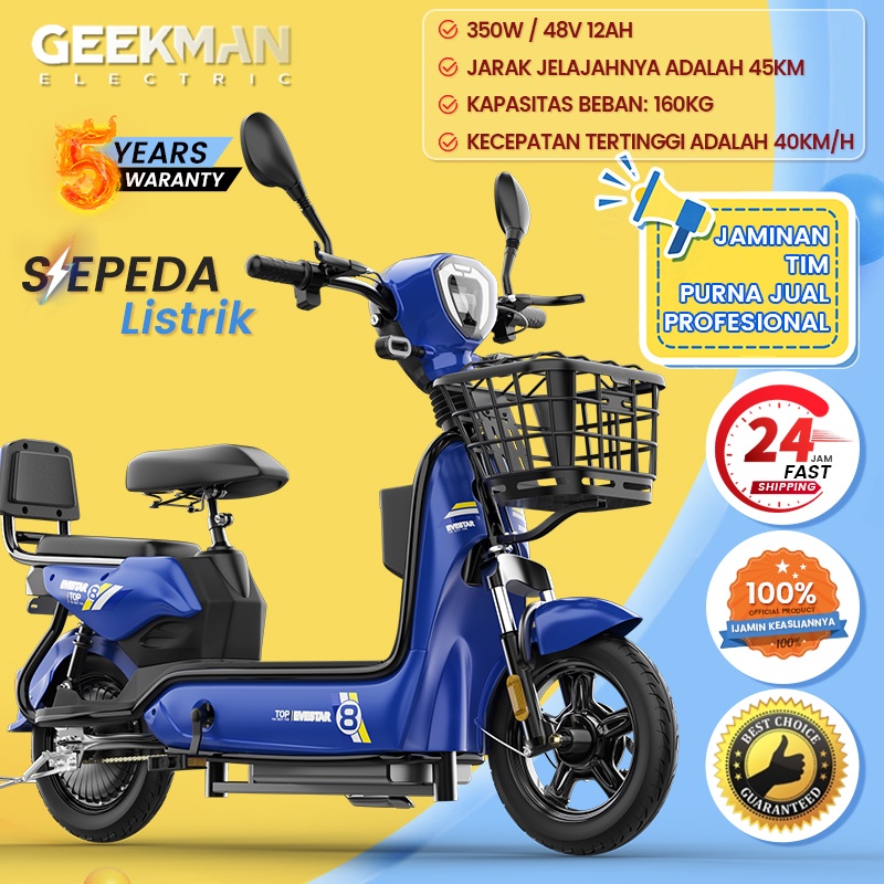 Geekman Sepeda Listrik Dewasa Sepeda Listrik Murah 48v 12ah Sepeda Listrik Dengan Pedal Garansi