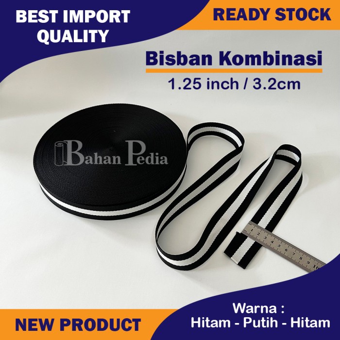 

[ROLL 42MTR] TALI WEBBING BISBAN KOMBINASI POLYESTER IMPORT 3.2CM