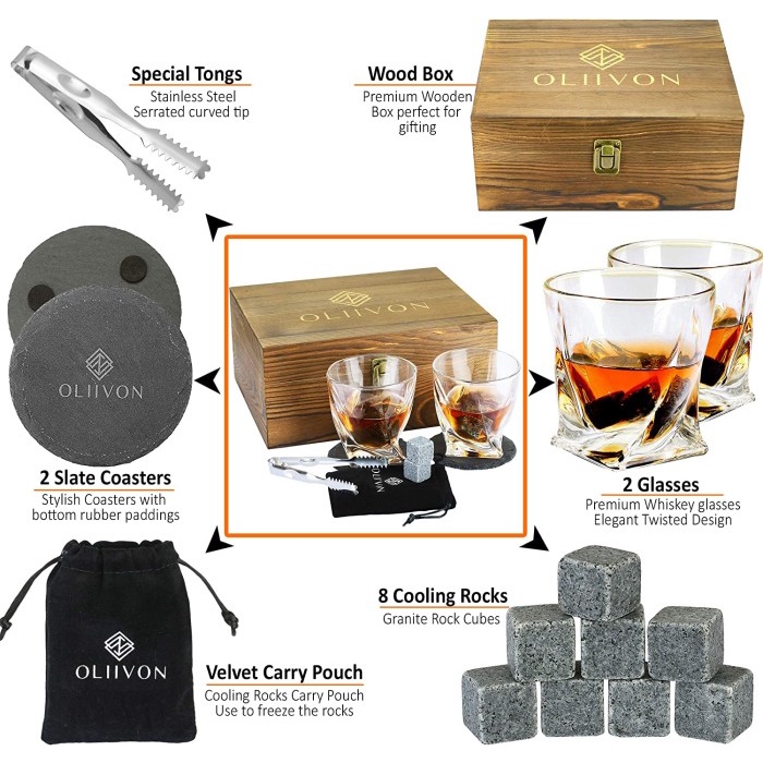 Banyak Dicari Whiskey Glass Premium Oliivon 2 Twist Whiskey Glass Set