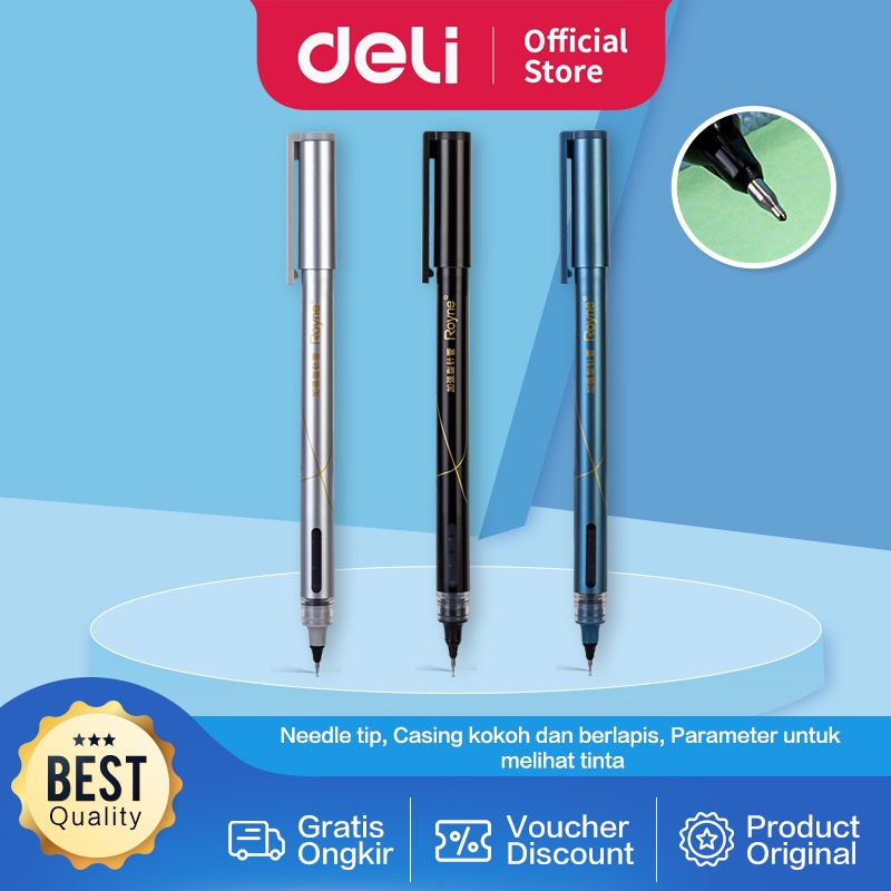 

Deli Roller Pen / Roller Gel Pen / Pulpen Roller Tinta Hitam 0.5mm Desain Elegan S1650