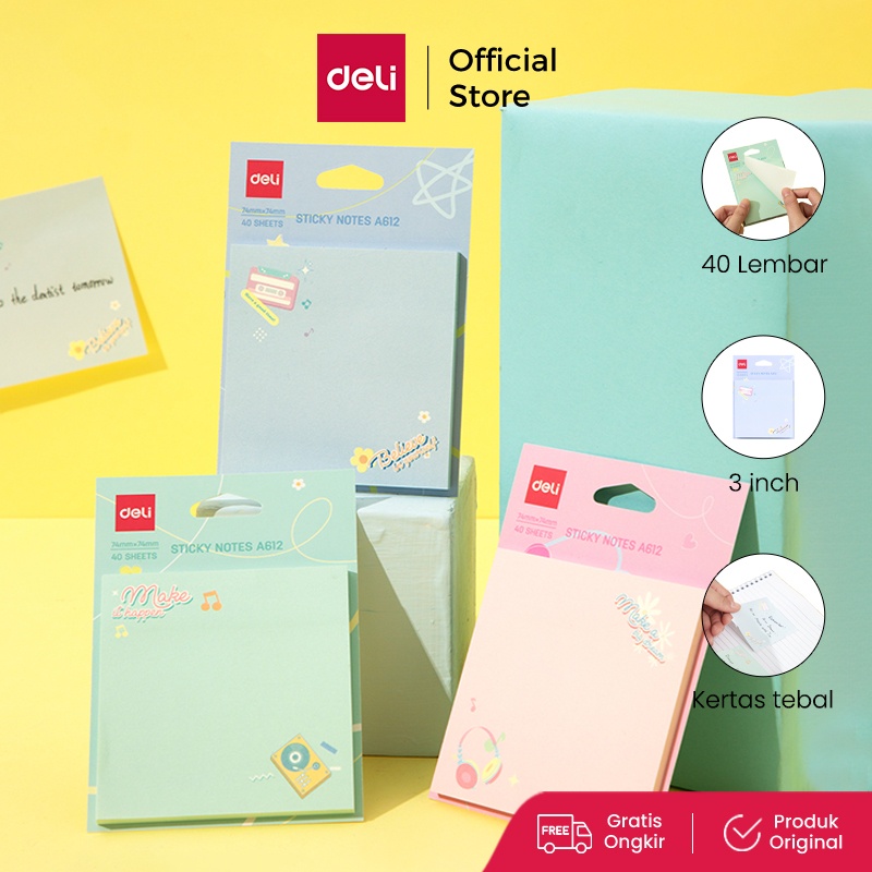 

Deli Sticky Notes / Memo Tempel / Kertas Penanda 40 Lembar Lucu EA612