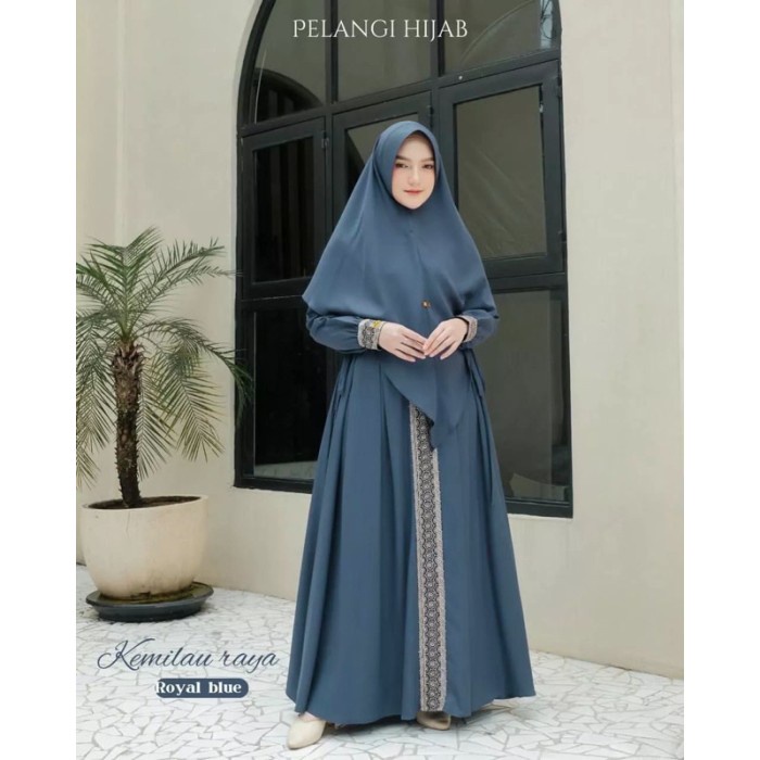 Hot Sale Gamis Syari Set Khimar Jumbo/Gamis Kanaya/Bahan Crepe Readyy