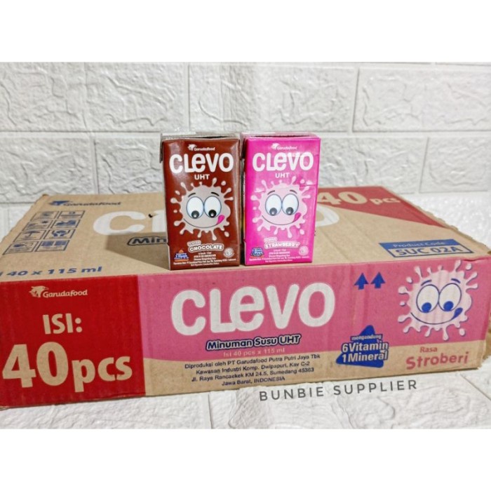 

(BestSeller) Susu UHT CLEVO 115ml x 40pcs (KARTON) Clevo Stroberi Coklat