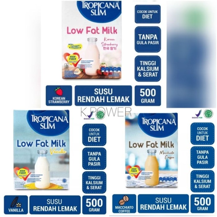 

(BestSeller) Tropicana Slim Low Fat Milk 500gr - Korean Strawberry/ Vanilla/ Macchiato Coffee