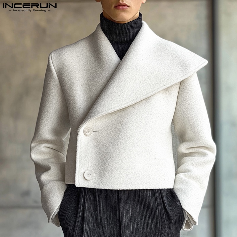 Fashion Casual Style Tops Incerun 2025 Men'S Cropped Asymmetrical Collar Suit Coat Streetwear Male