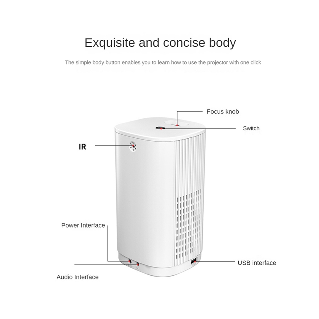 B74A Mini Projector 1080P Wireless Movie Projectors 100Inches Same Screen Technique Home Theater